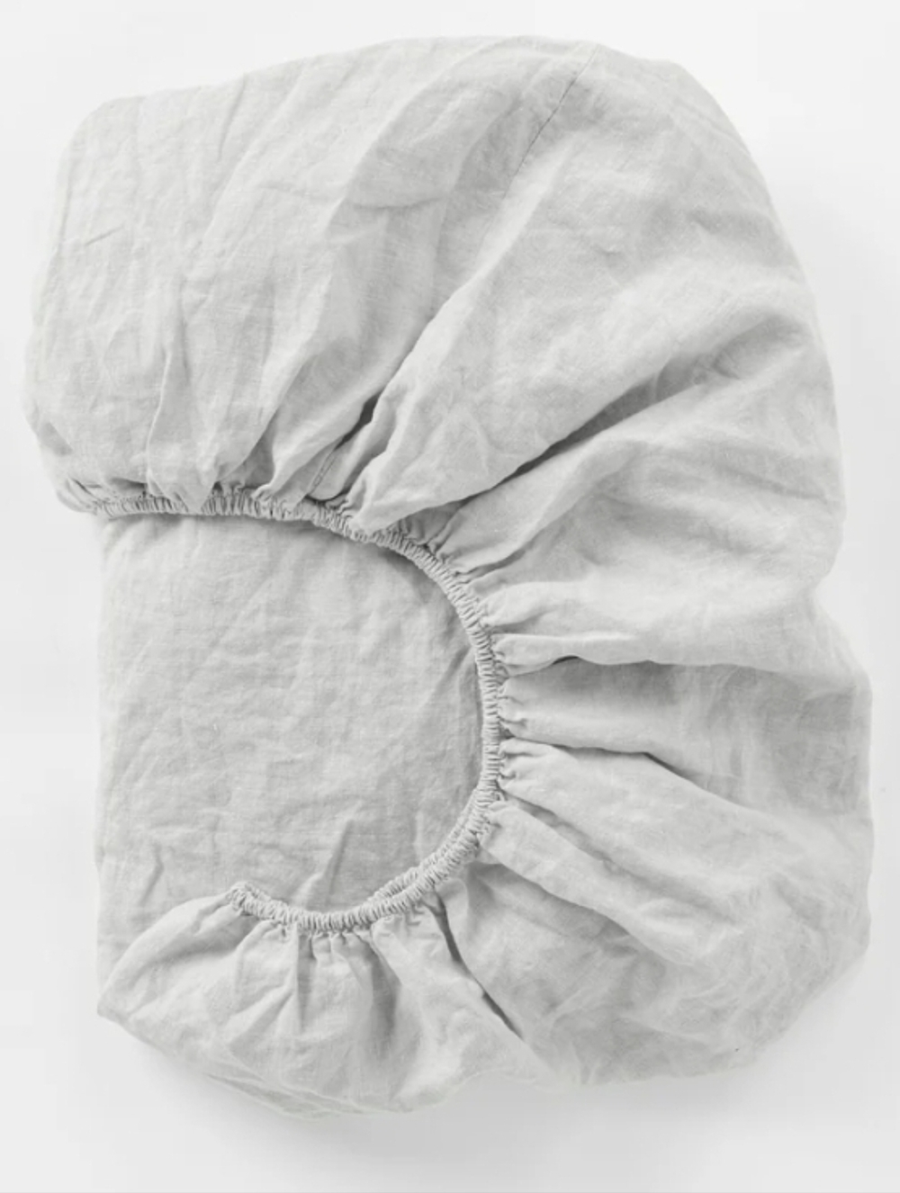 Coyuchi Relaxed Organic Linen Fitted Sheet in Fog Grey Sz Full, NWT!